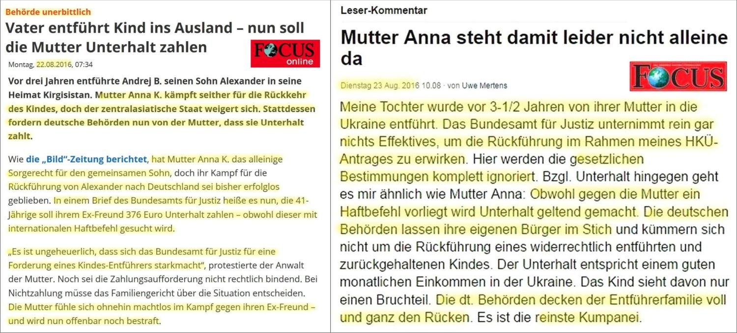 HKÜ-Fälle Alexander und Sabine - BfJ-Kumpanei mit Kinesentführerstaaten