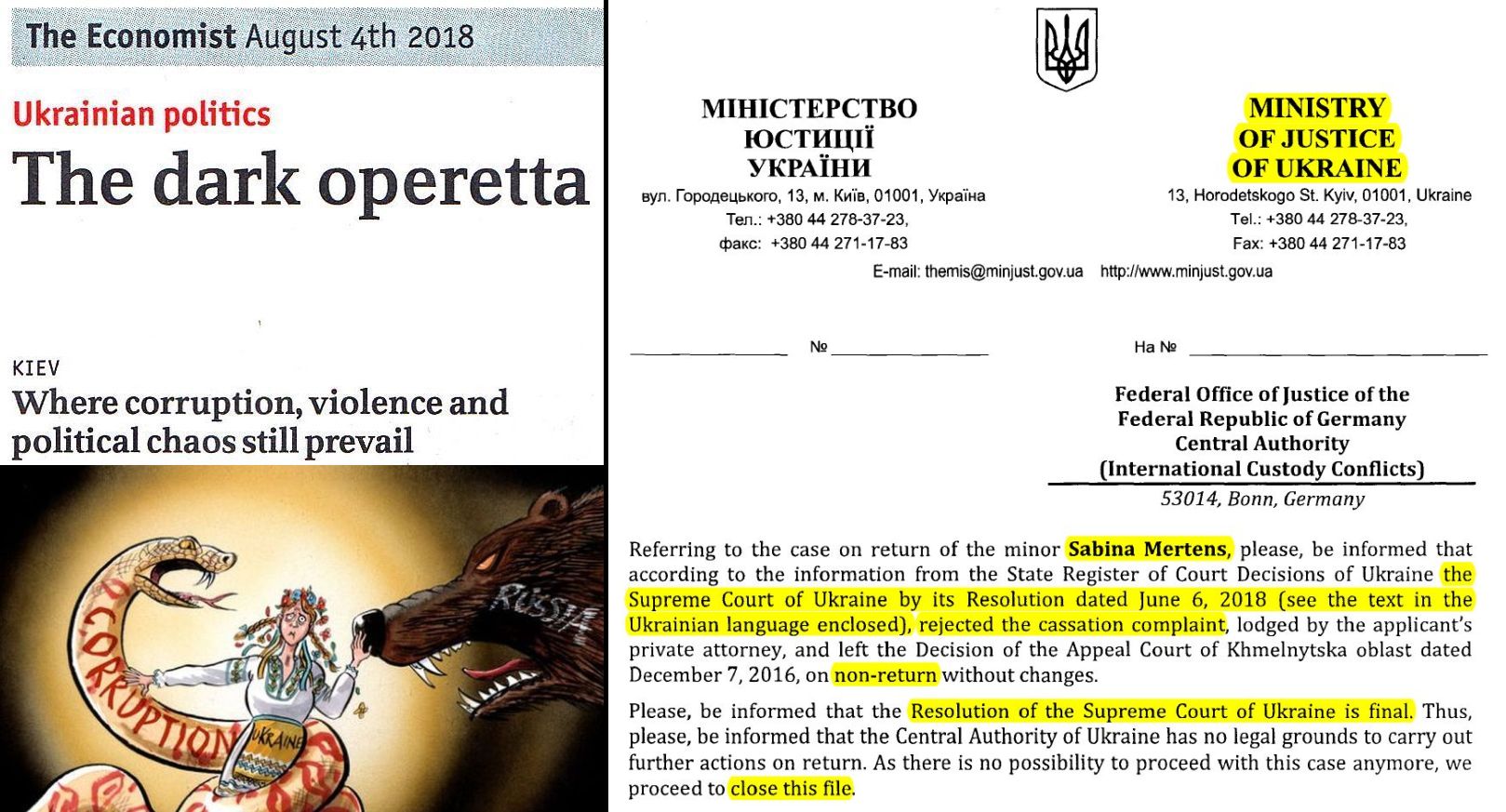 Ukrainische Legalisierung von Sabinas Entführung - Düstere Operette im Umfeld totaler Korruption